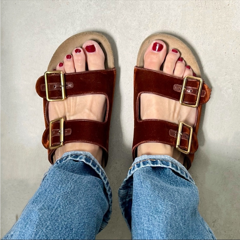 Prada Velvet Two-Strap Slide Sandals size 40.